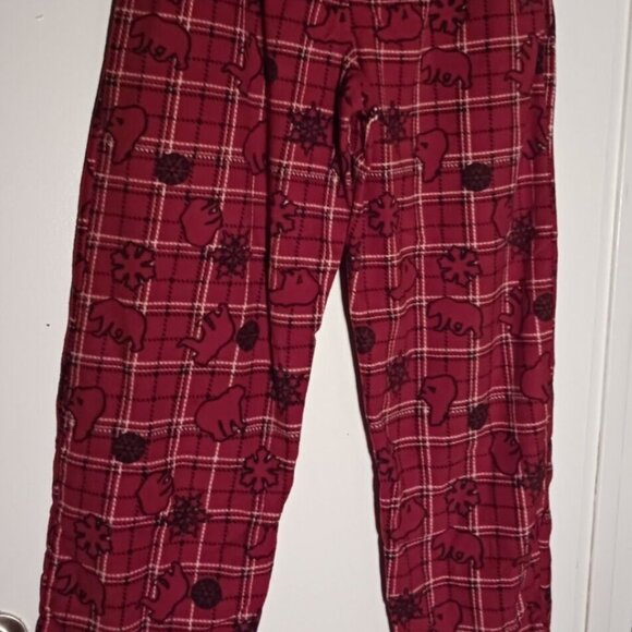 Mens size Large Red Plaid Polar Bear Pajama Pants Plush Pajama Bottoms - Picture 4 of 4